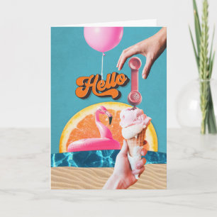 Retro Style Cutouts Beach Thema Collage Hallo Dankeskarte