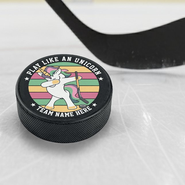 Retro Style Dabbing Unicorn Eishockey Puck (Von Creator hochgeladen)