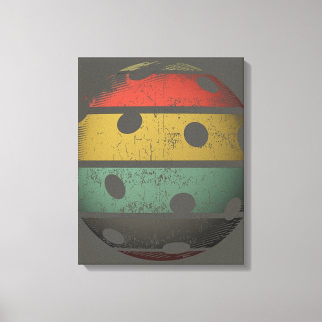 Retro Style Distressed Pickleball Art Leinwanddruck (Vorderseite)