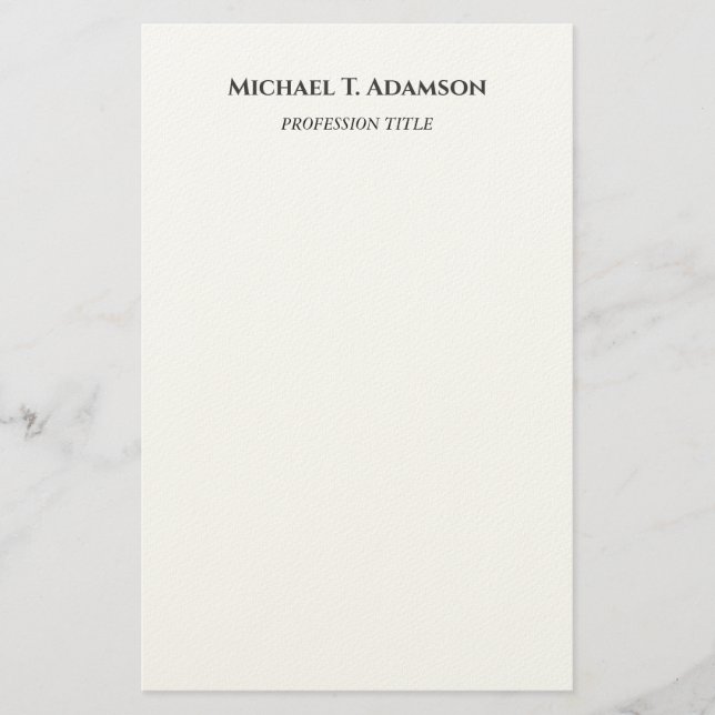 Retro Style Elegant Plain Simple Black & White Briefpapier (Vorderseite)