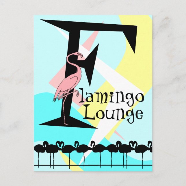 Retro Style Flamingo Lounge Postcard aquas pink Postkarte (Vorderseite)