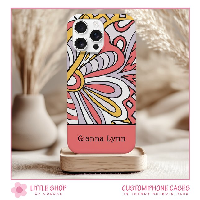 Retro-Style Floral Monogrammed Case-Mate iPhone Hülle (Von Creator hochgeladen)