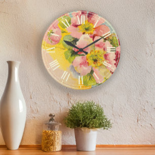 Retro Style Floral Vintag Küche Große Wanduhr