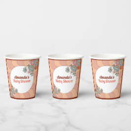 Retro Style Flover Babydusche Party Papiertüten Pappbecher