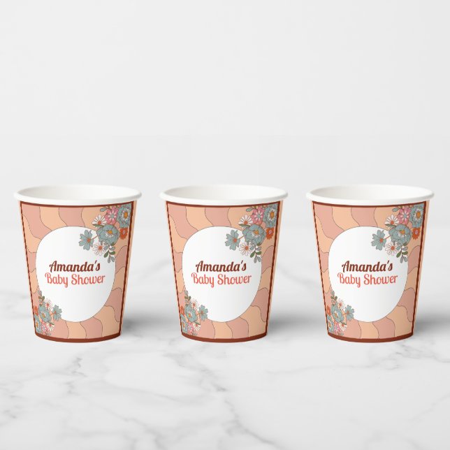 Retro Style Flover Babydusche Party Papiertüten Pappbecher (Multi)