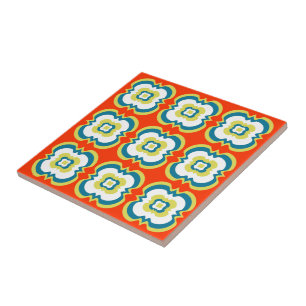Retro Style Funky Bright Orange Green Pattern Fliese