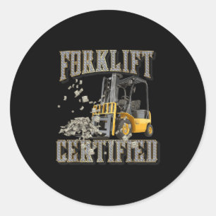 Retro Style Funny Gabelstapler Forklift Certi Runder Aufkleber