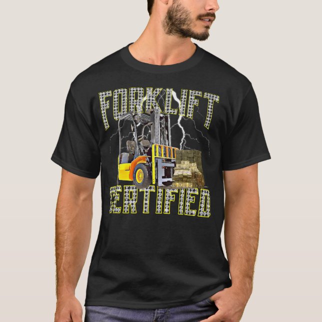 Retro Style Funny Gabelstapler Forklift Certi T-Shirt (Vorderseite)