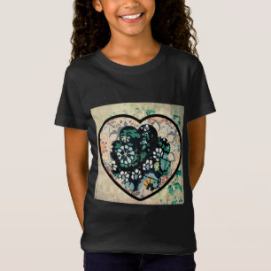 Retro Style Girl's T - Shirt Feminine Herzlichkeit
