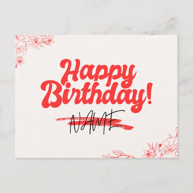 Retro Style Happy Birthday Card - Bold & Fun Desig Postkarte (Vorderseite)