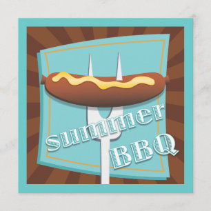 Retro Style Hot Dog Summer GRILLEN Party Einladung