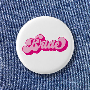 Retro Style Hot Pink Bridge Junggeselinnen-Abschie Button