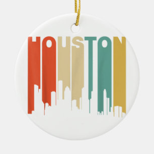 Retro-Style-Houston-Texas-Skyline der 1970er Jahre Keramik Ornament