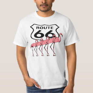 Retro Style Iconic Route 66 Road Trip & Flamingos T-Shirt