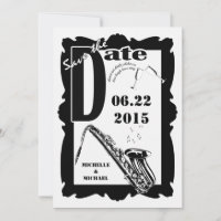 Retro Style Jazz Save the Date Schwarz-weiß 2