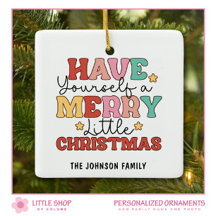 Retro Style Merry Little Christmas Foto Keramikornament