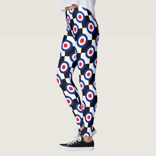 Retro Style Mod Roundels Schachbretter Decke auf Leggings (Links)