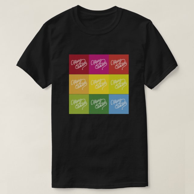 Retro Style Multicolor Frohe Weihnachten T-Shirt (Design vorne)