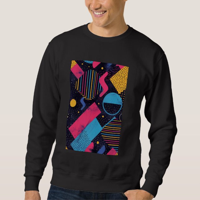 Retro Style Muster Art Synthwave 80er Sweatshirt (Vorderseite)