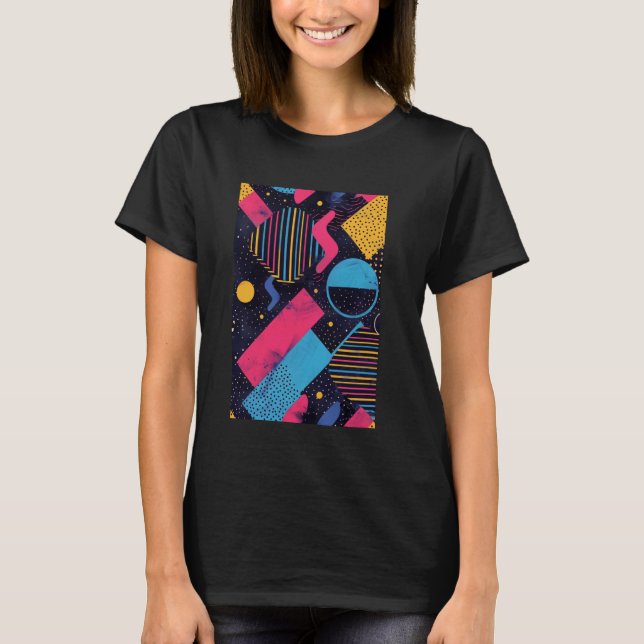 Retro Style Muster Art Synthwave 80er T-Shirt (Vorderseite)