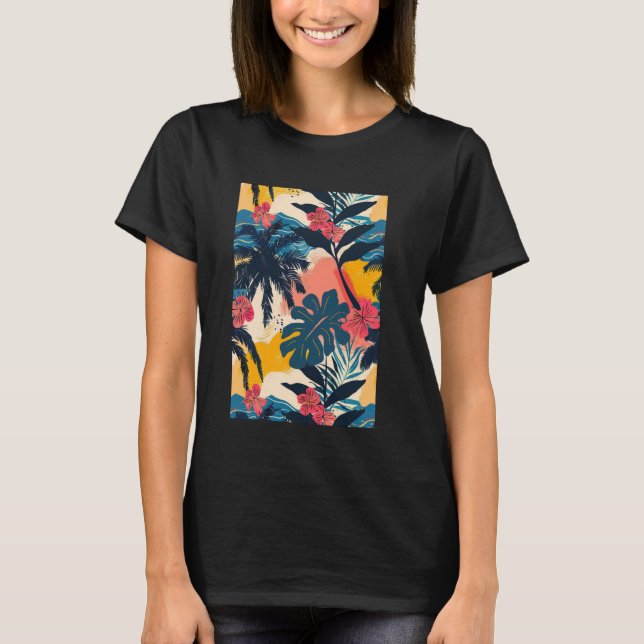 Retro Style Muster Art Tropical T-Shirt (Vorderseite)