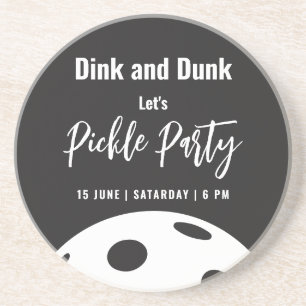 Retro Style Neon Black Themed Pickleball Geburtsta Getränkeuntersetzer