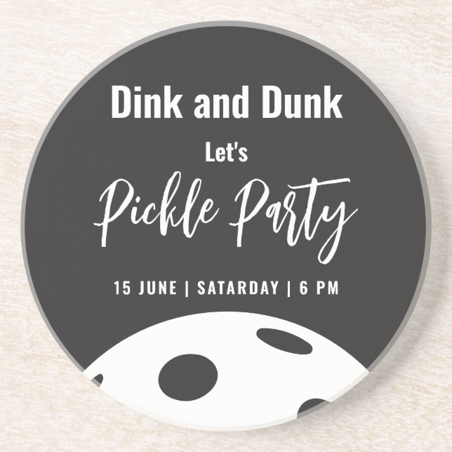 Retro Style Neon Black Themed Pickleball Geburtsta Getränkeuntersetzer (Vorne)