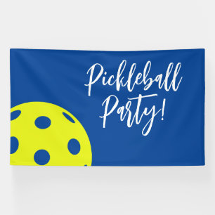 Retro Style Neon Blue Themed Pickleball Geburtstag Banner