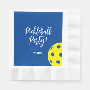 Retro Style Neon Blue Themed Pickleball Geburtstag Serviette