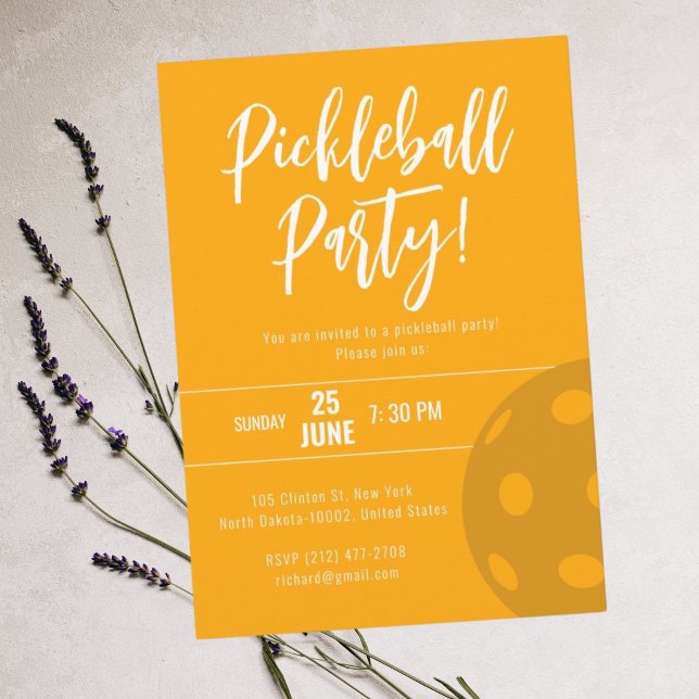 Retro Style Neon Orange Themed Pickleball Geburtst Einladung (Von Creator hochgeladen)
