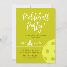 Retro Style Neon Yellow Themed Pickleball Geburtst Einladung