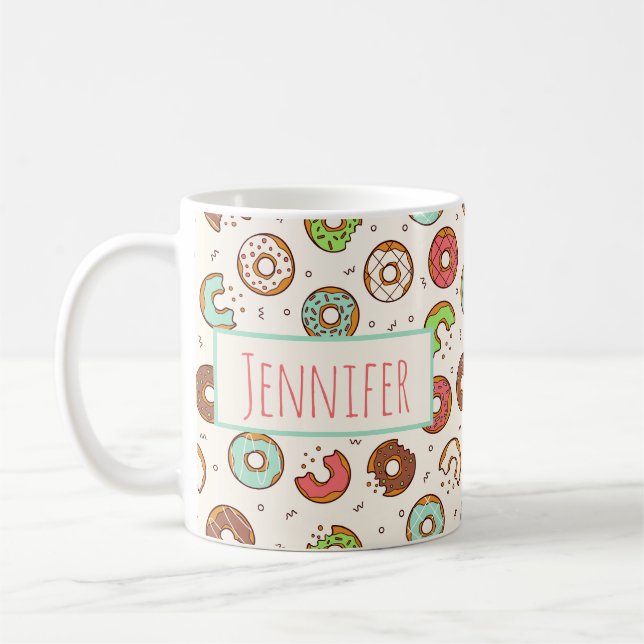 Retro Style Niedliche Donut Muster Kaffeetasse (Links)