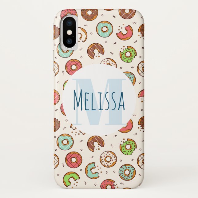 Retro Style Niedliche Donut Muster Monogramm Case-Mate iPhone Hülle (Rückseite)