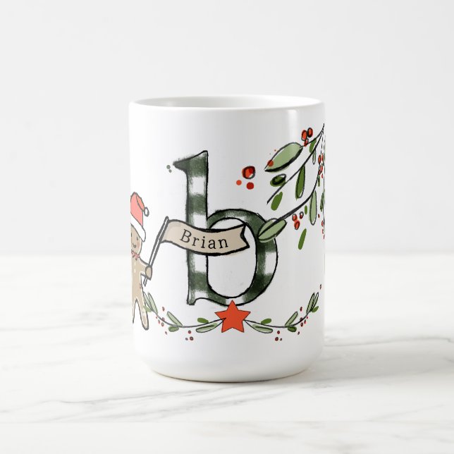 Retro Style Niedliche Weihnachtsmonogramm B mit Na Kaffeetasse (Mittel)