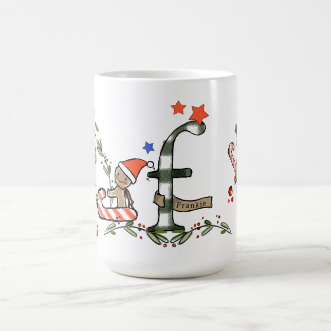Retro Style Niedliche Weihnachtsmonogramm F mit Na Kaffeetasse (Mittel)