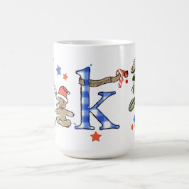Retro Style Niedliche Weihnachtsmonogramm K mit Na Kaffeetasse