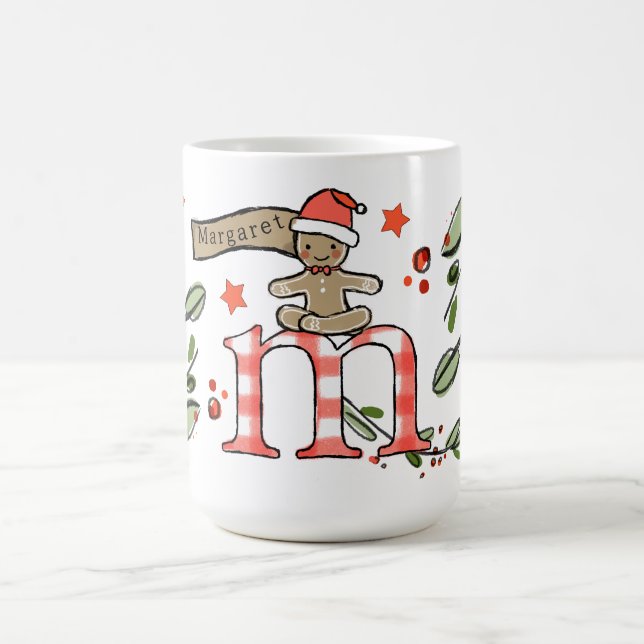 Retro Style Niedliche Weihnachtsmonogramm m mit Na Kaffeetasse (Mittel)