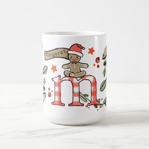 Retro Style Niedliche Weihnachtsmonogramm m mit Na Kaffeetasse