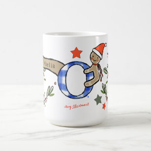 Retro Style Niedliche Weihnachtsmonogramm O mit Na Kaffeetasse