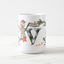 Retro Style Niedliche Weihnachtsmonogramm V mit Na