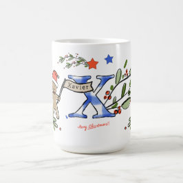 Retro Style Niedliche Weihnachtsmonogramm X mit Na Kaffeetasse