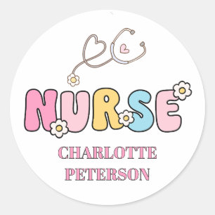 Retro Style Nurse Runder Aufkleber