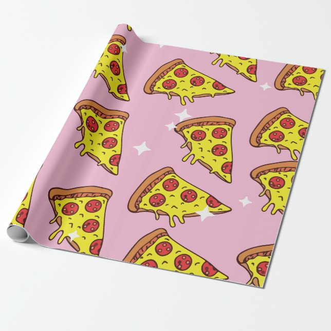 Retro Style Pizza Slices Seamless Pattern Geschenkpapier (Ungerollt)