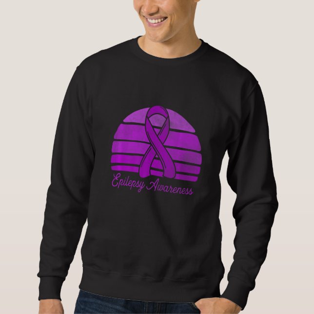 Retro Style Purple Ribbon Epilepsy Awareness Vinta Sweatshirt (Vorderseite)