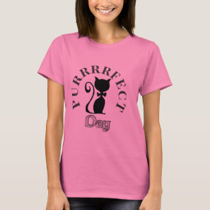 Retro Style "Purrfect Day Kitty Ladys T - Shirt" T-Shirt