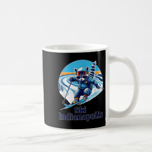 Retro Style Raccoon Skifahren in Indianapolis Indi Kaffeetasse