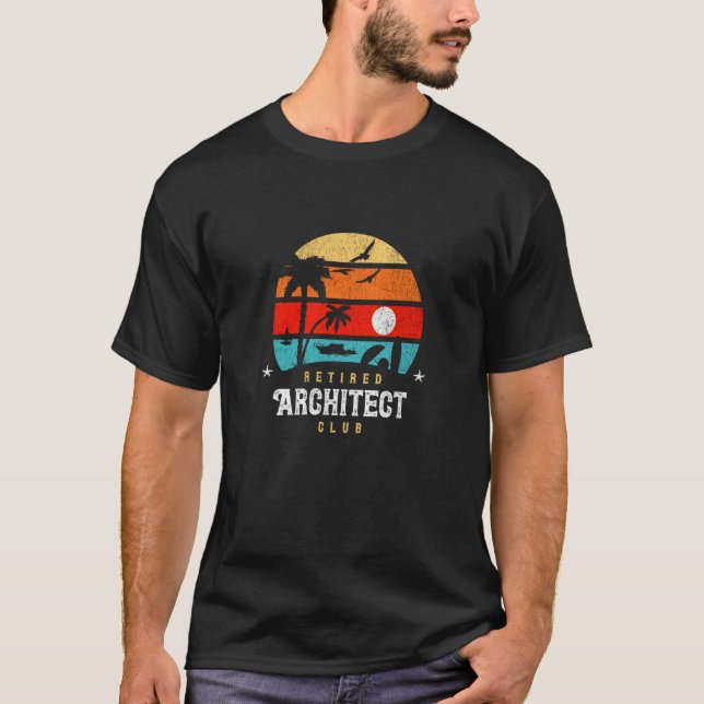 Retro Style Retirement Gag Idea  Retired Architect T-Shirt (Vorderseite)