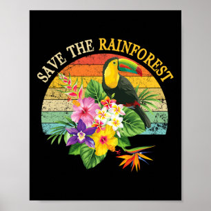 Retro Style Rette das Geschenk des Regenwaldes Ear Poster