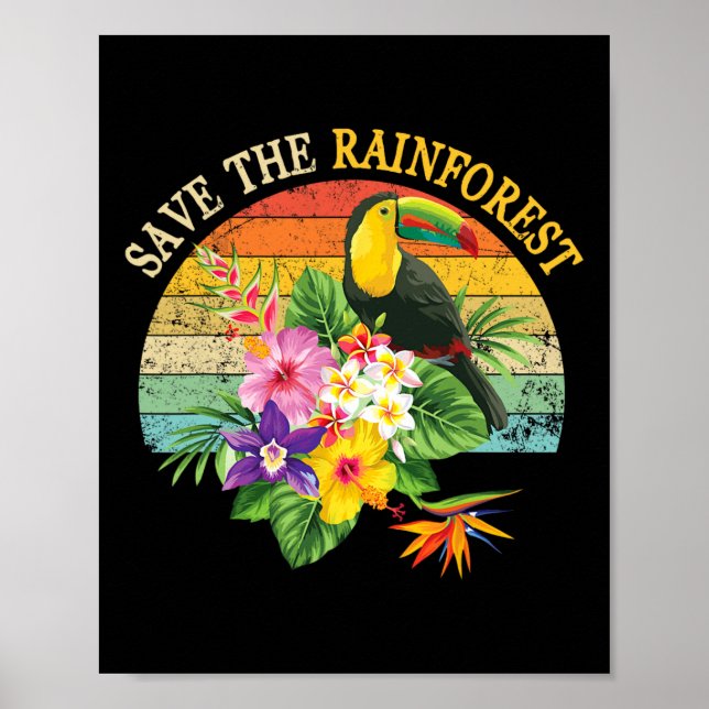 Retro Style Rette das Geschenk des Regenwaldes Ear Poster (Vorne)