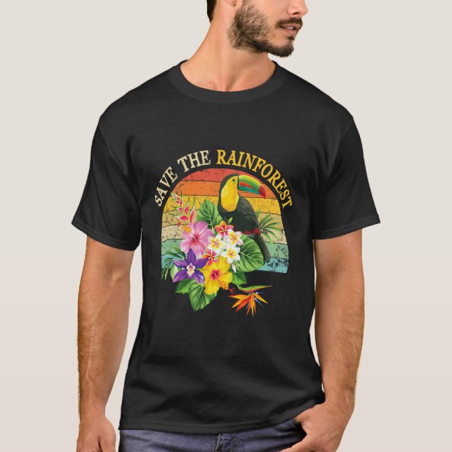 Retro Style Rette das Geschenk des Regenwaldes Ear T-Shirt (Vorderseite)
